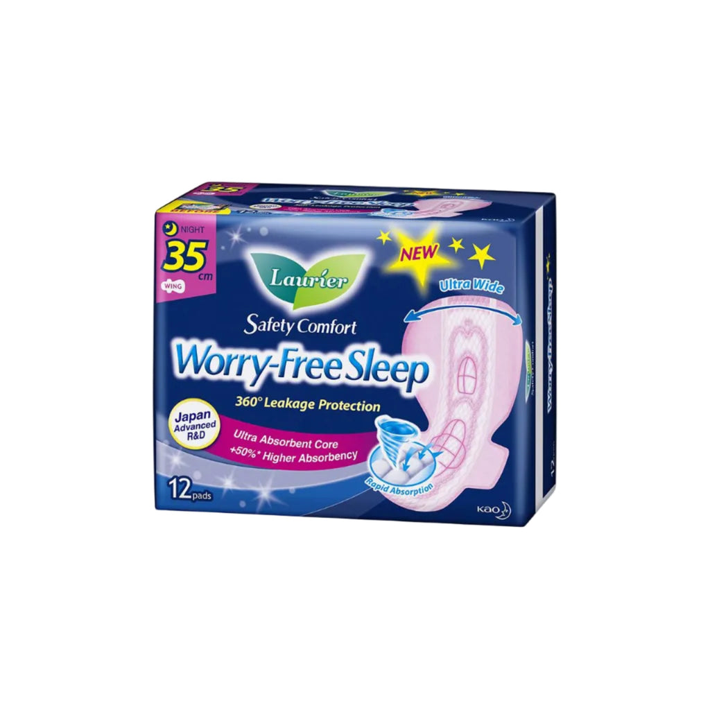 Laurier Safety Comfort Worry-Free Sleep Night Slim Wing 35 cm (5 drops), 12 un